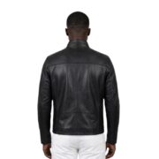 Real Leather Black Plain Jacket For Men - Image 2