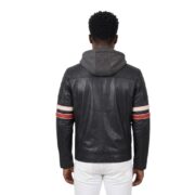 Real Black Leather Jacket With Puffed Shoulder For Men - Image 2
