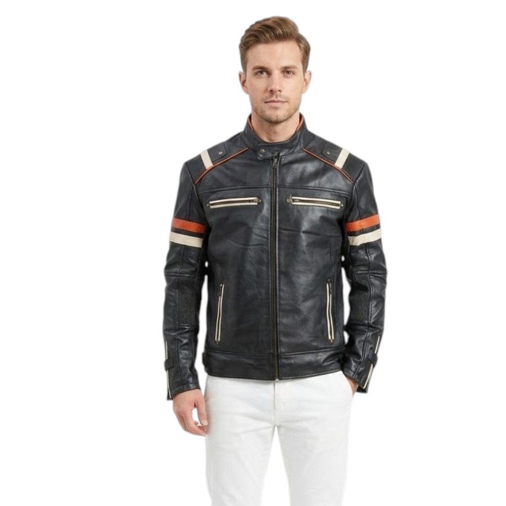 transparent-Photoroom (3) Cafe Racer Retro Black biker Leather Jacket for Men - Image 1