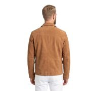 Shirt Style Collar Brown Suede Leather Jacket for Men - Image 2
