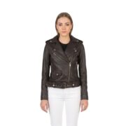 Women’s Alison Brown Leather Biker Jacket