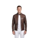 Men’s Dean Brown Leather Biker Jacket