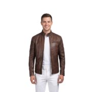 Men’s Dean Brown Leather Biker Jacket