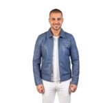 Men’s Lavendard Blue Leather Biker Jacket