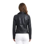 Short Zippers Black Jacket With Belt Closure for Women - Image 2