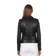 Women’s Alison Black Leather Biker Jacket - Image 2