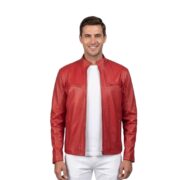 Men’s Ionic Red Leather Biker Jacket