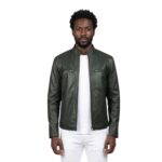 Men’s Ionic Green Leather Biker Jacket