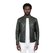 Men’s Ionic Green Leather Biker Jacket