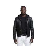 Highschool Black Hooded Leather Jacket