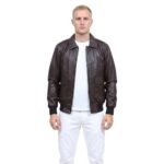 Dark Brown Bomber Leather Jacket