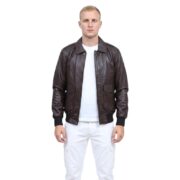 Dark Brown Bomber Leather Jacket