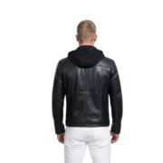 Highschool Black Hooded Leather Jacket - Image 2