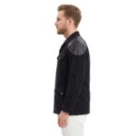 Black Corduroy Jacket With Leather Patch