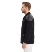 Black Corduroy Jacket With Leather Patch