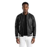 Pascal Black Leather Varsity Jacket