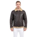 Black Soft B3 Leather Jacket With Golden Shearling